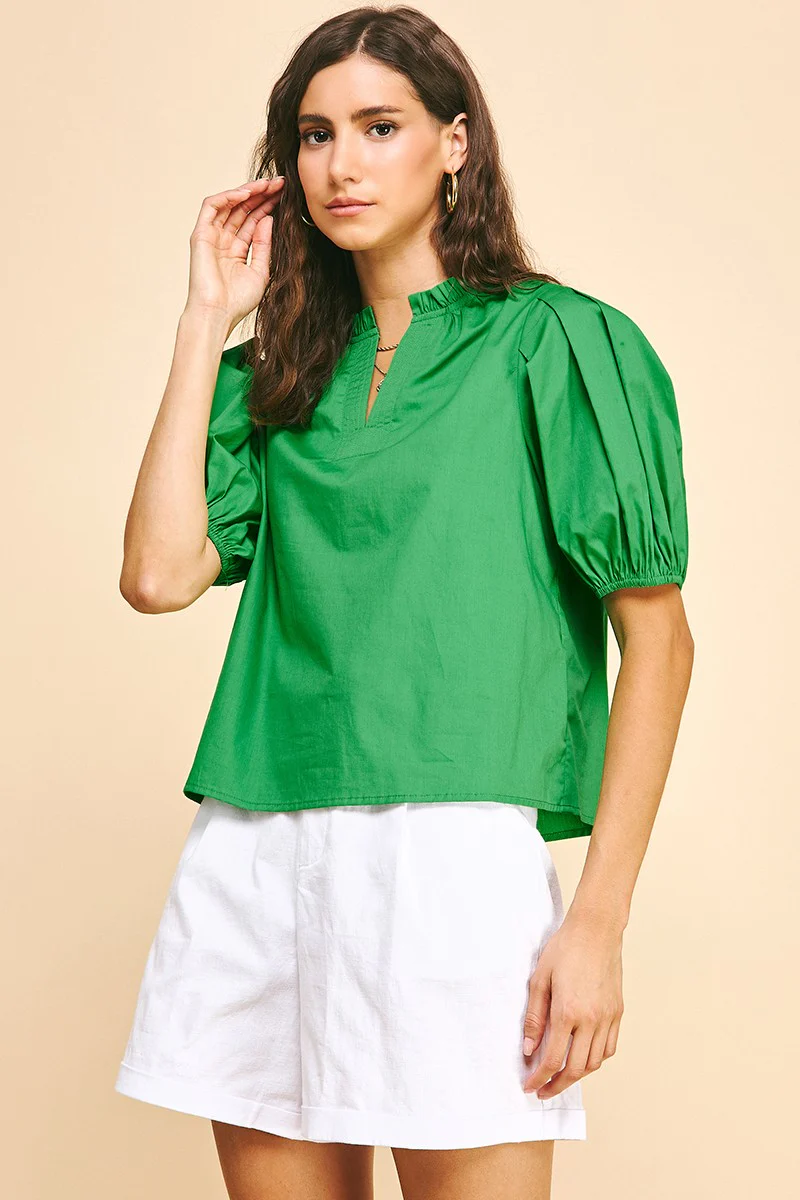 Ivy Short Sleeve V-Neck Woven Top - Image 25