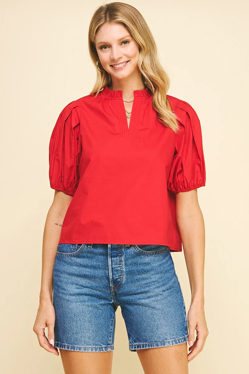 Ivy Short Sleeve V-Neck Woven Top - Image 31