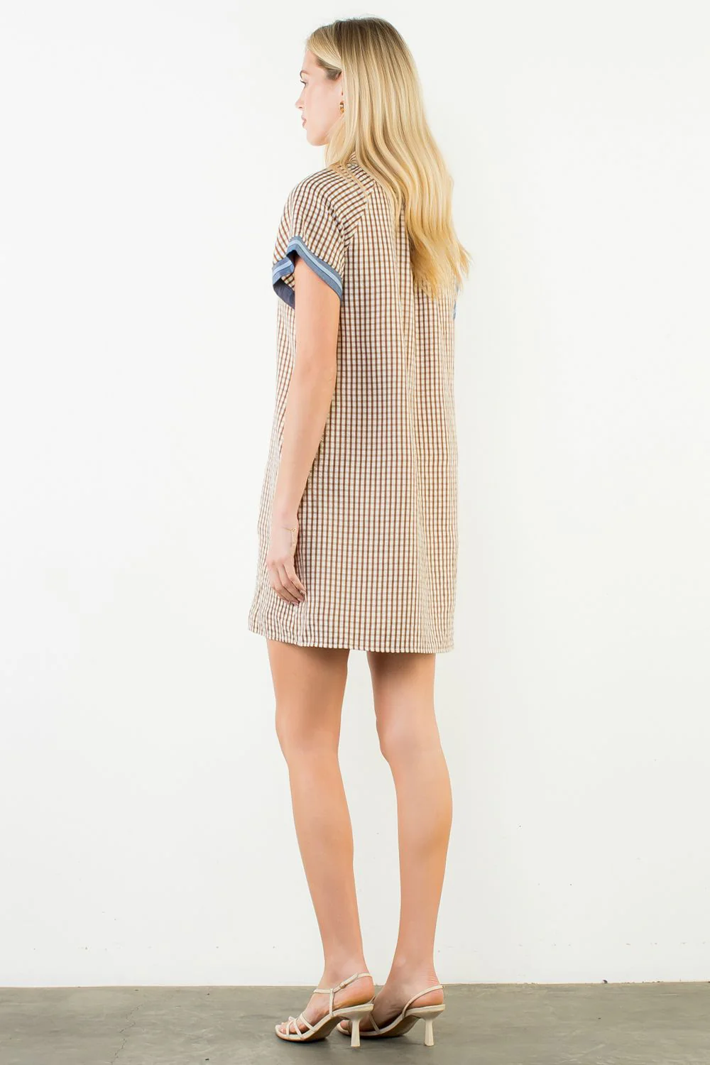Jasmine Short Sleeve Gingham Patterned Dress - Image 3