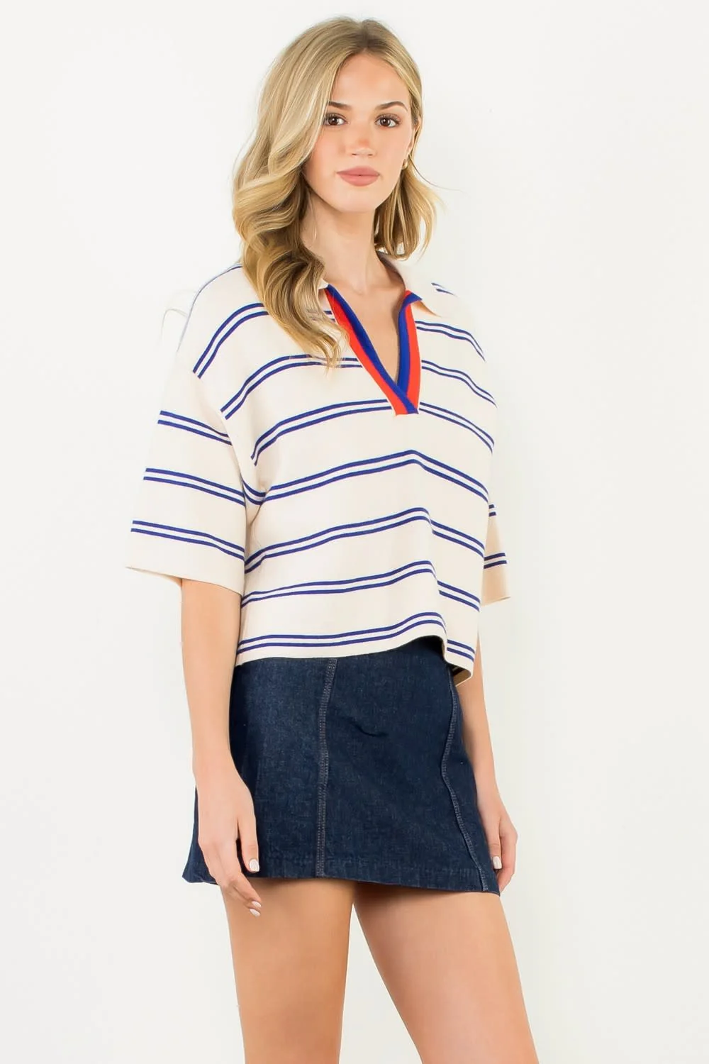 Jasmine Short Sleeve Striped Knit Top - Image 8