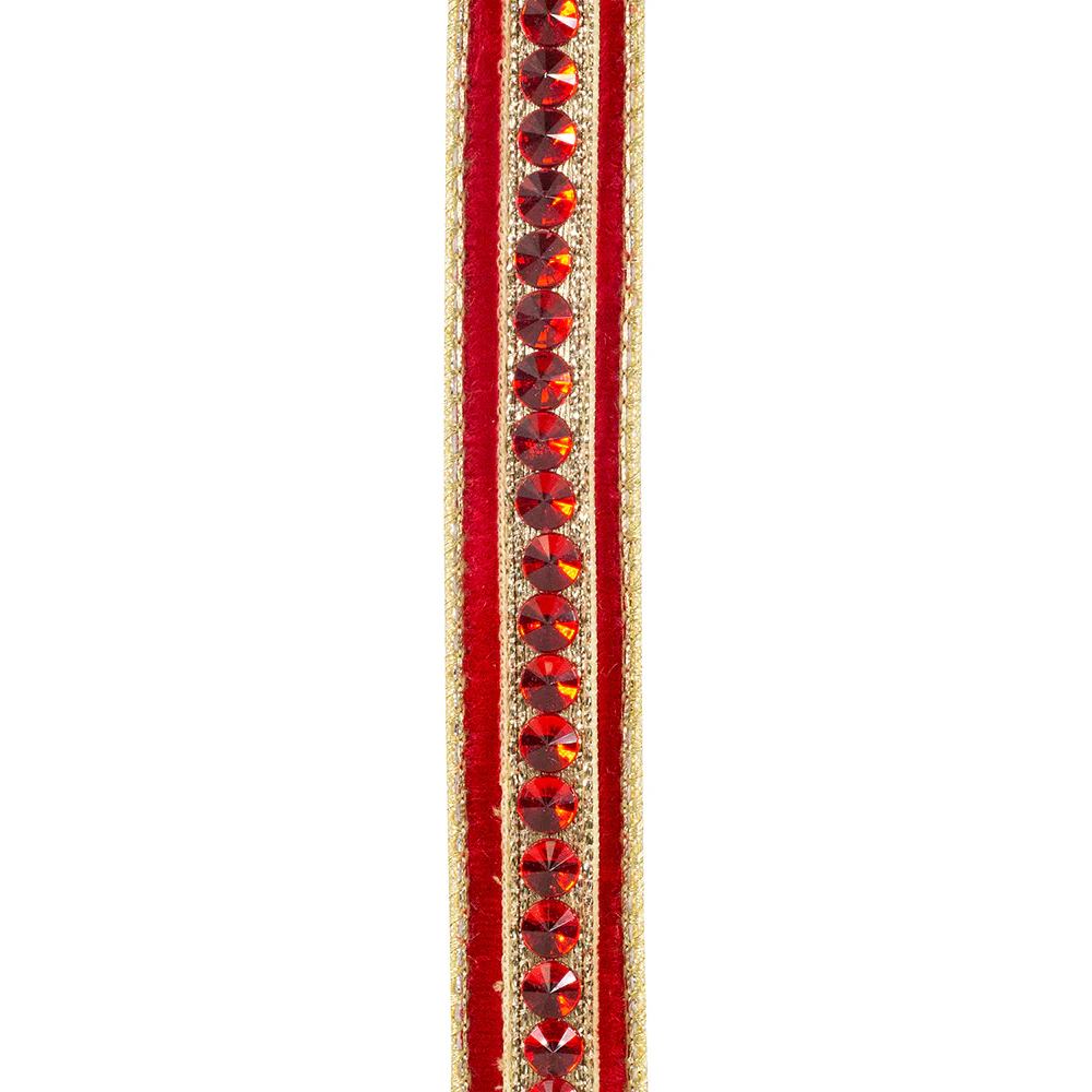 Jeweled Center Plush Velvet Deluxe Metallic Dupioni Backed Wired Edge Ribbon