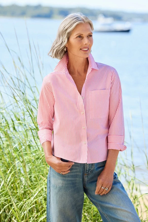 Jodie No Iron Pinpoint Stripe Long Sleeve Short Shirt - Image 5