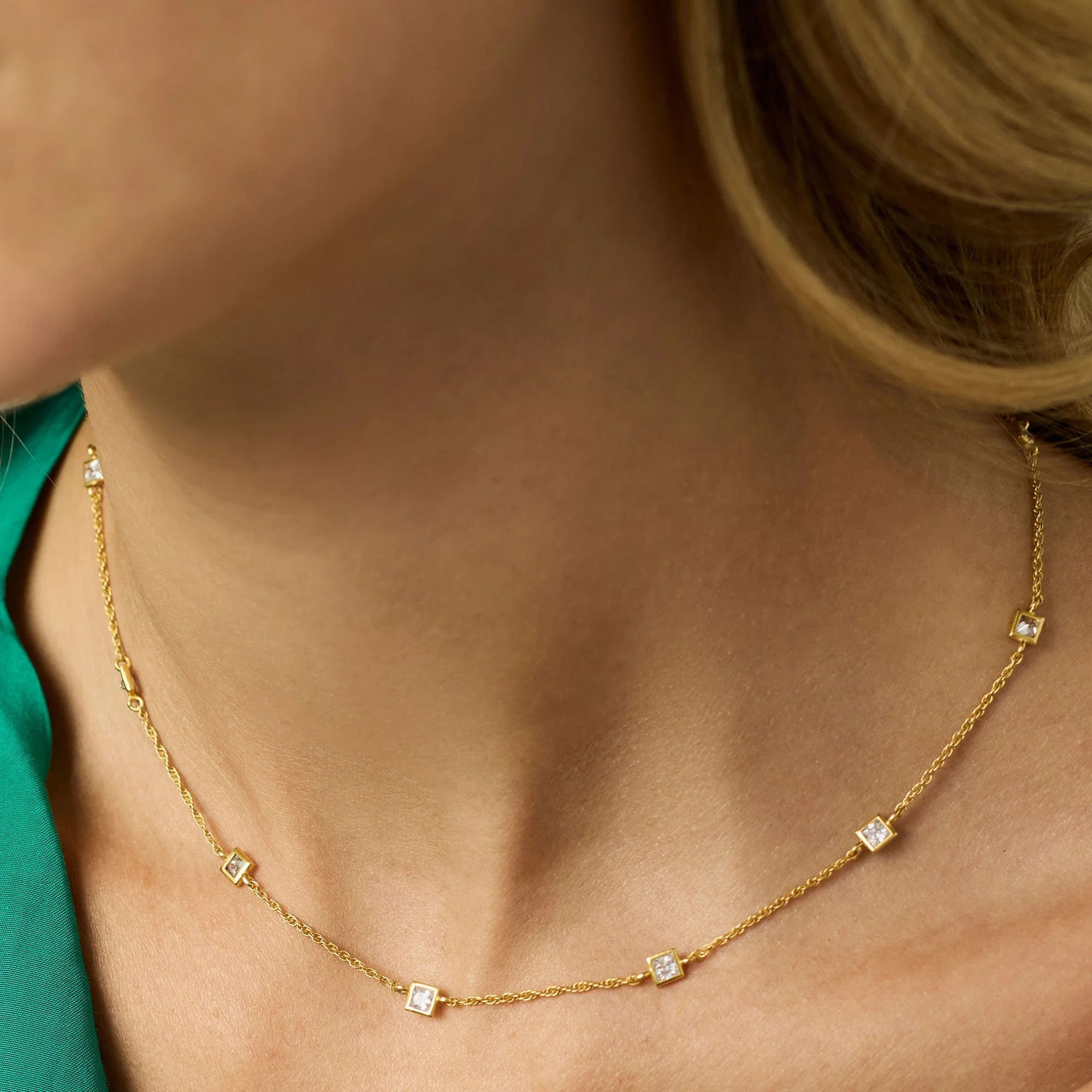 Jolie Delicate Station Necklace Cubic Zirconia - Image 3