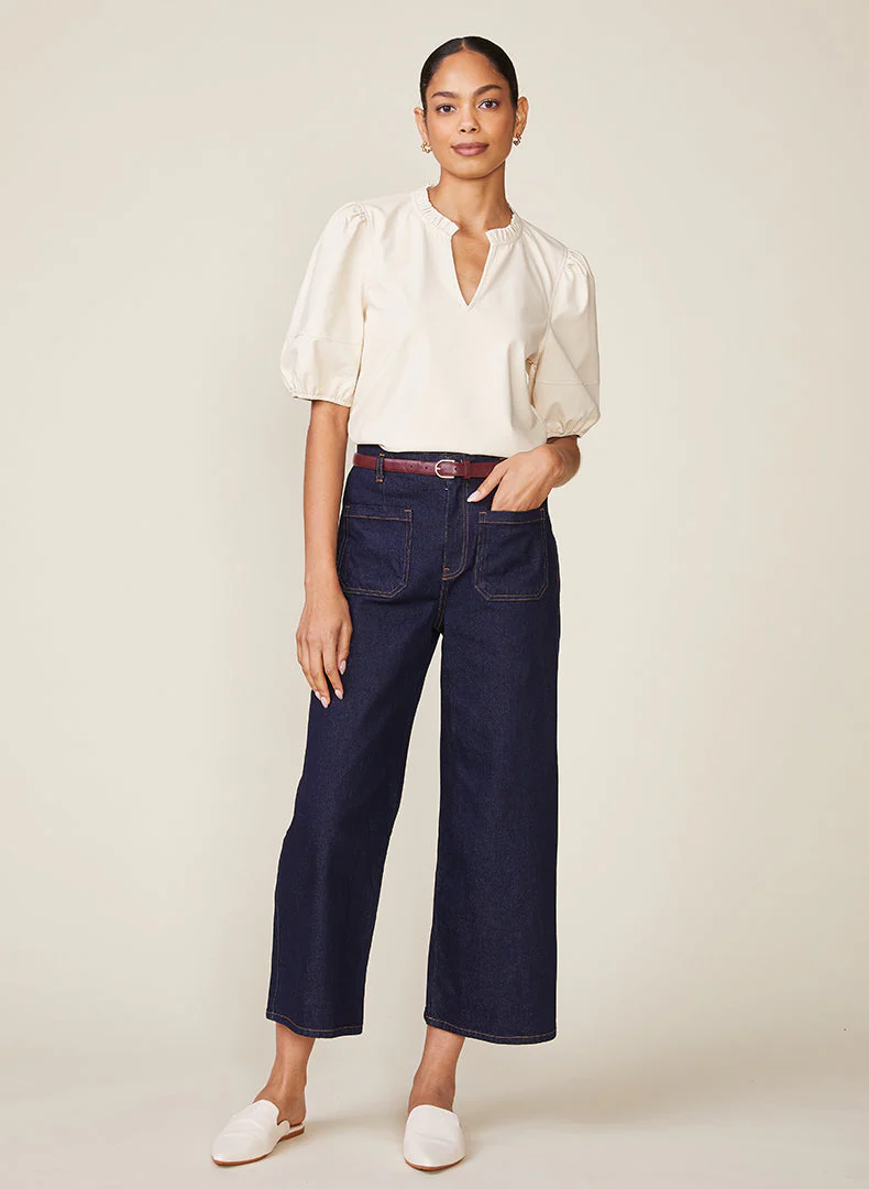 Kacey Vegan Leather Blouse - Image 7