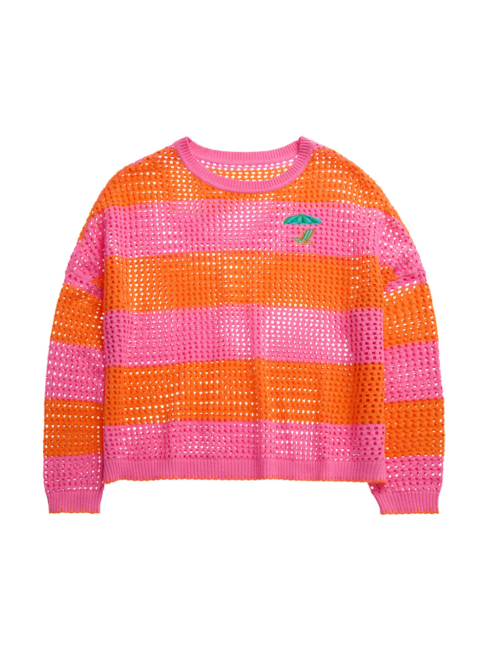 Kathy Umbrella Striped Mesh Sweater
