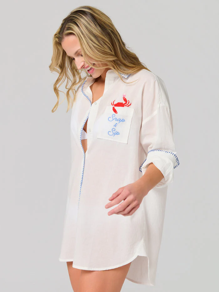Katie "Snap & Sip/Catch of the Day" Cover-Up Shirt - Image 4