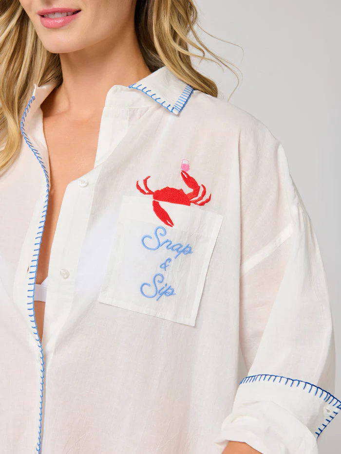 Katie "Snap & Sip/Catch of the Day" Cover-Up Shirt - Image 5