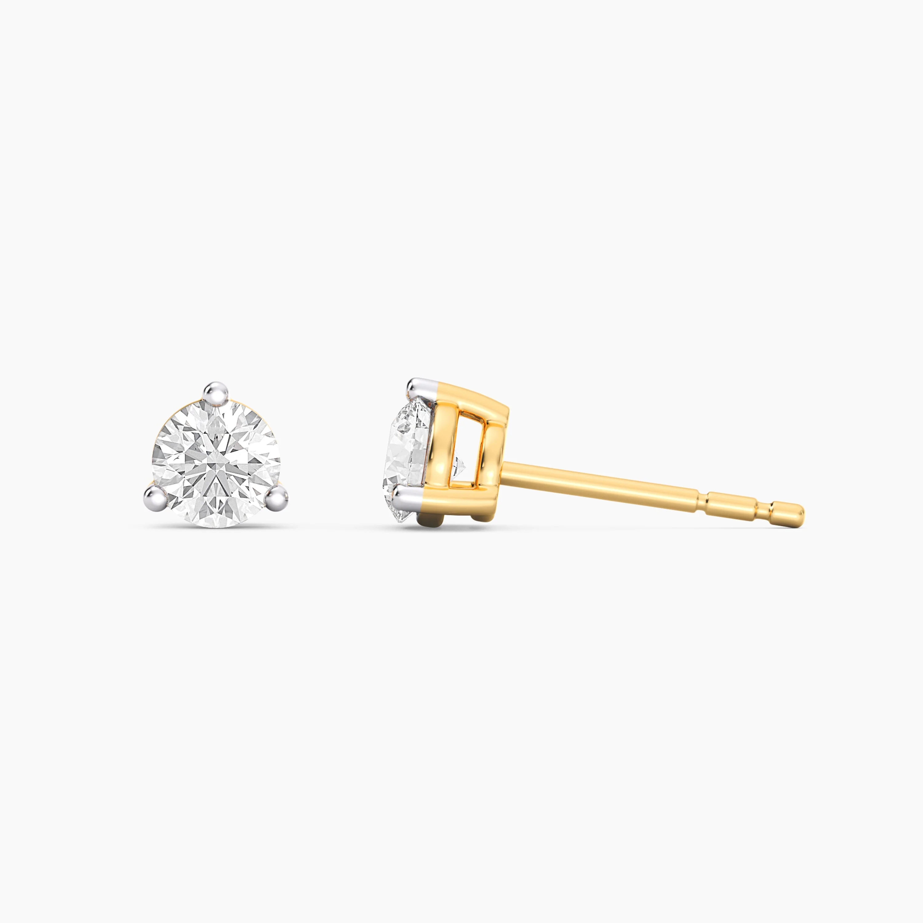 Lab-Grown 0.50 Ct Three Prong Stud Earrings - Image 2