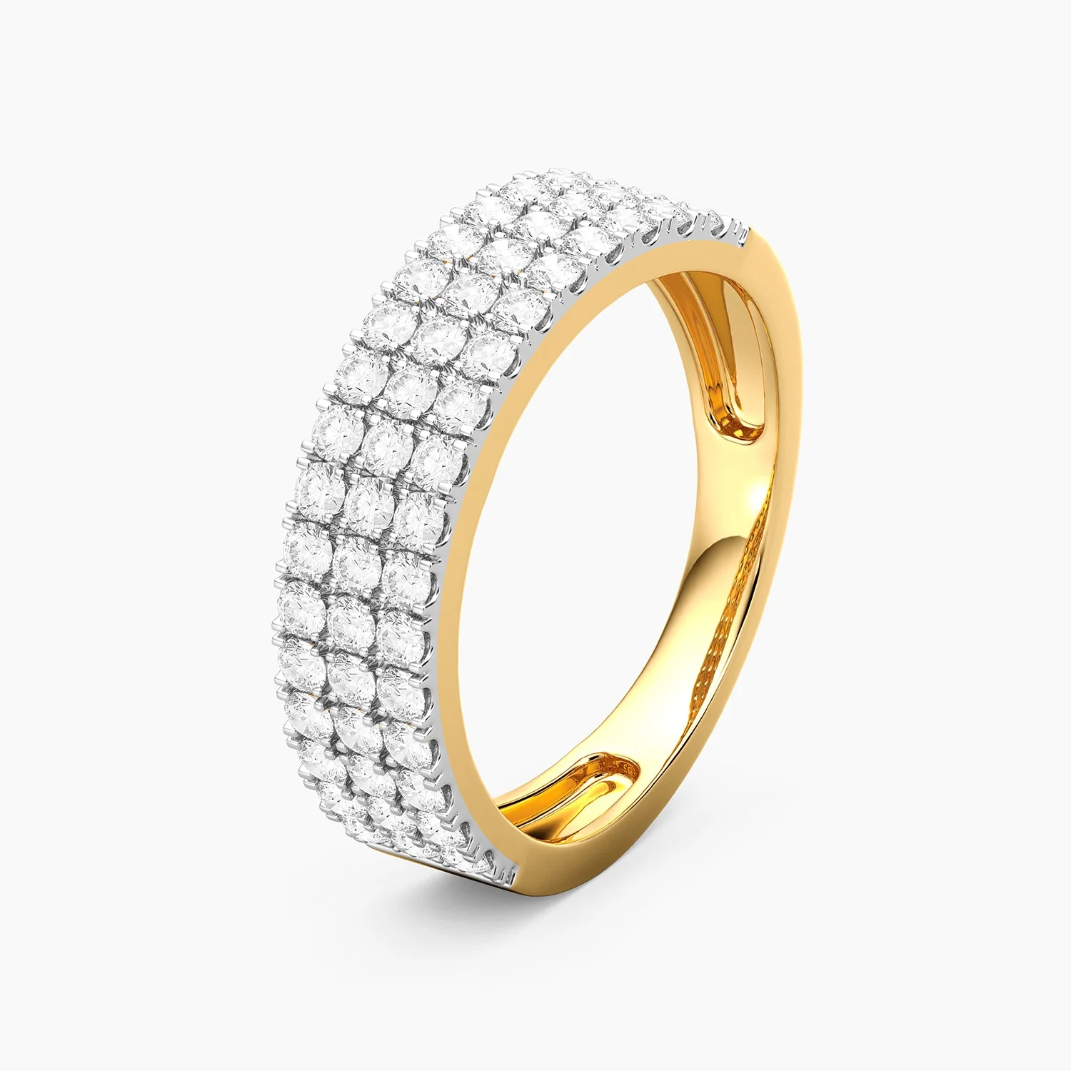 Lab-Grown Pave Triple Row Ring - 7