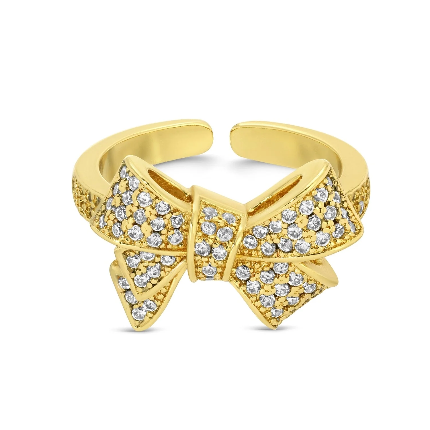 Large Adjustable Pave Bow Ring