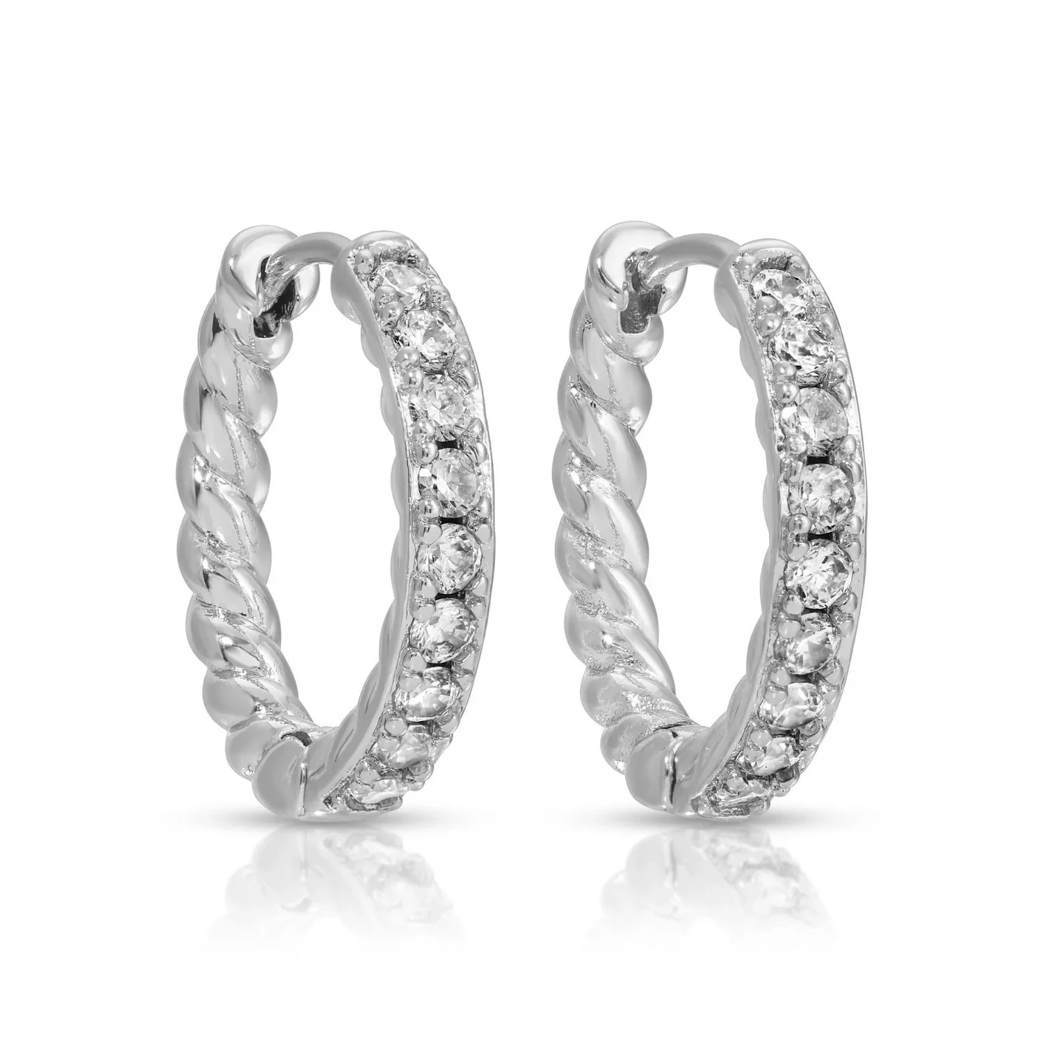 Large Cubic Zirconia Twist Huggies - Image 3