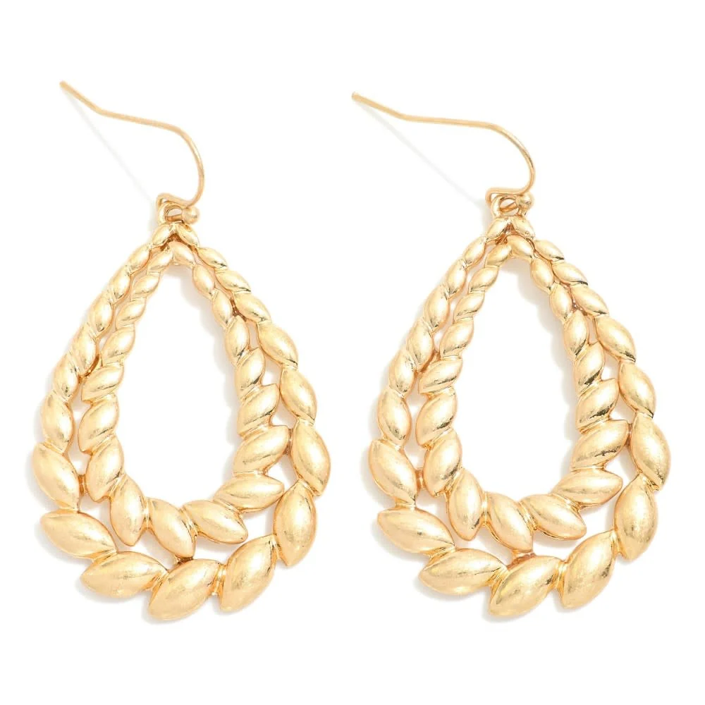 Layered Metal Seeds Teardrop Drop Earrings - Image 2