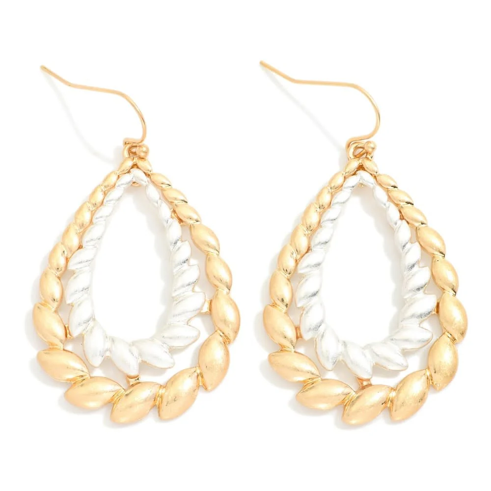 Layered Metal Seeds Teardrop Drop Earrings - Image 3