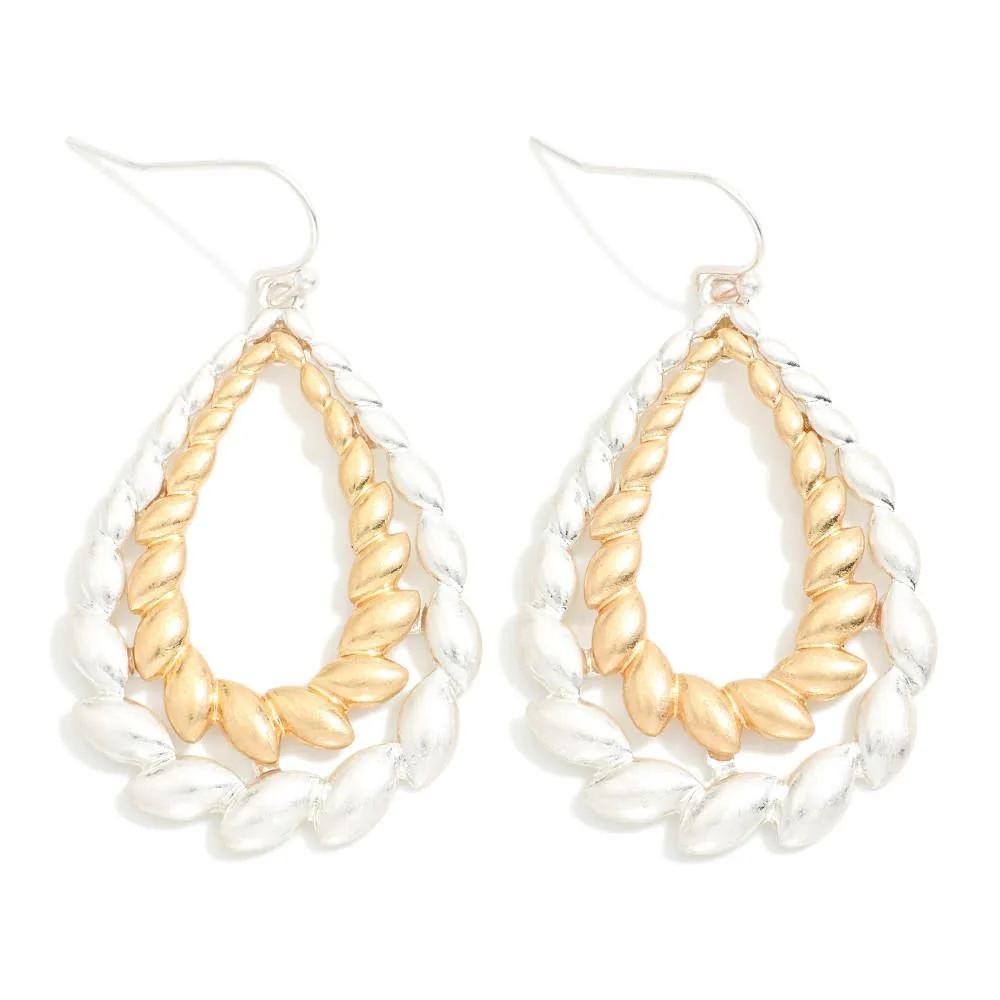 Layered Metal Seeds Teardrop Drop Earrings - Image 5