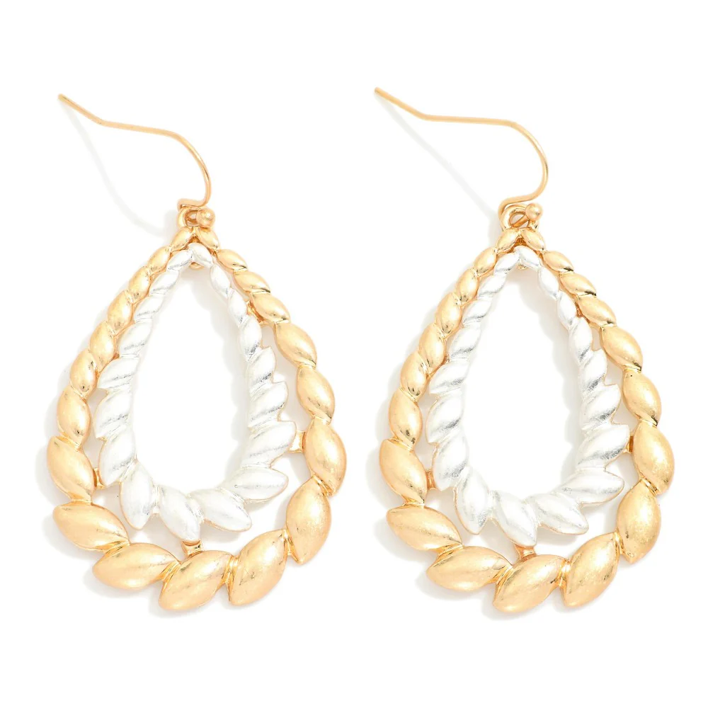 Layered Metal Seeds Teardrop Drop Earrings - Image 7