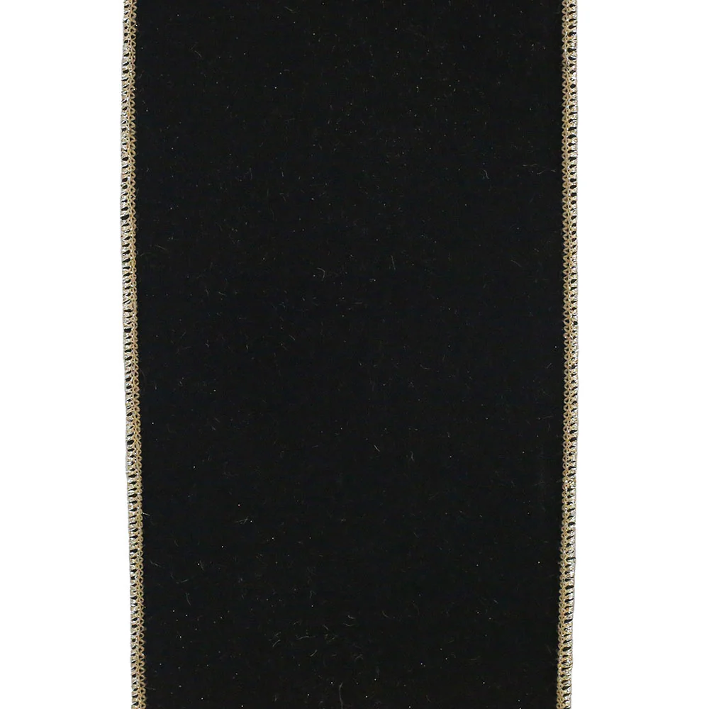 Leaf Filigree Deluxe Gold Outline Wired Edge Ribbon - Black/Silver - Image 3