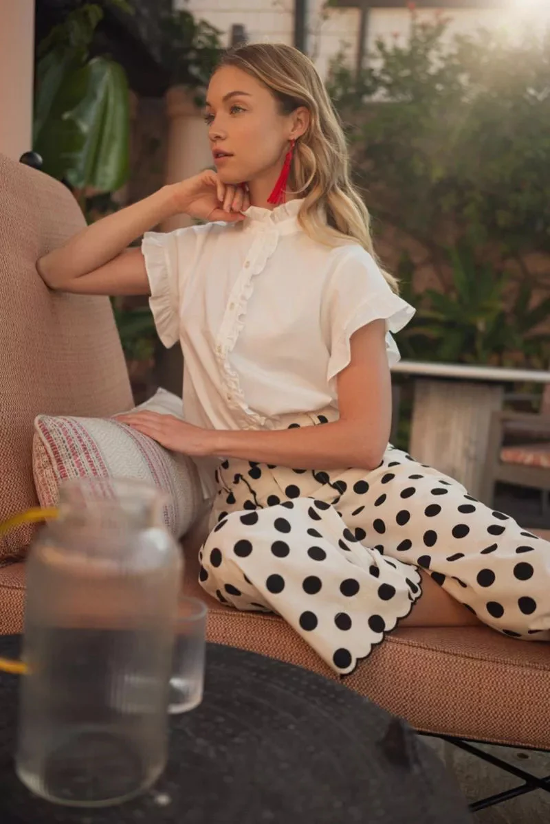 Leah Drop Shoulder Button Down Solid Woven Top - Image 2