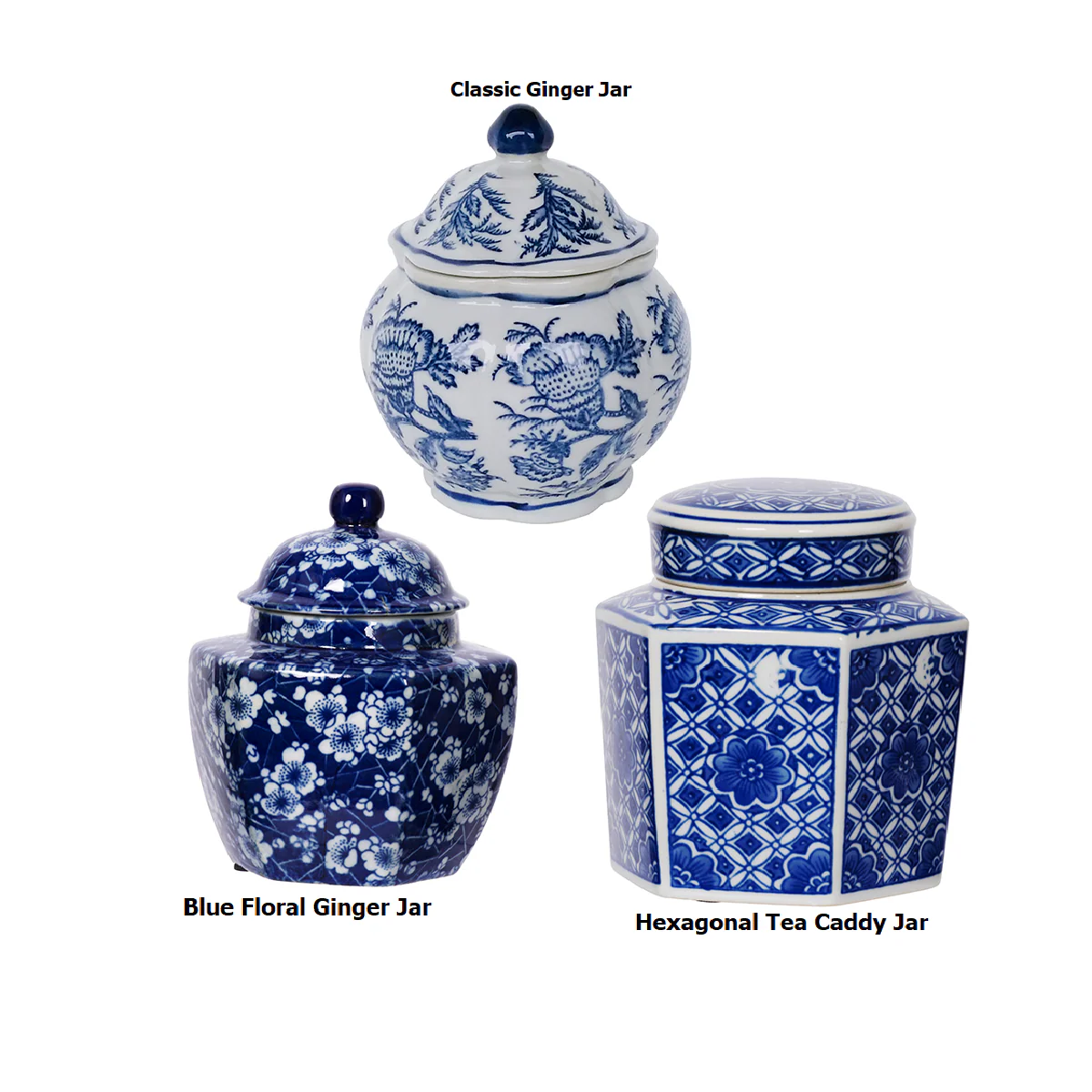 Leith Blue-And-White Decorative Jars - Sold Individually