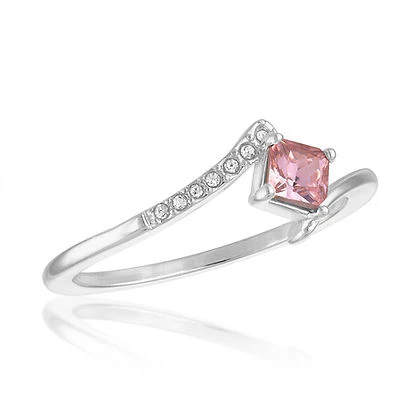Light Rose Princess Cut Stack Ring - Image 3