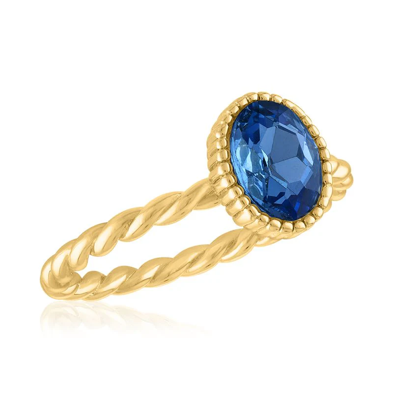 Light Sapphire Oval Gold Layers Ring - Image 5