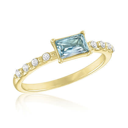 Light Sapphire Rectangle Gold Layers Rings - Image 6