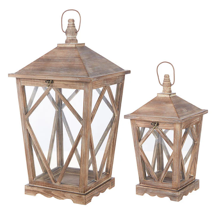Light Wood Square Lantern