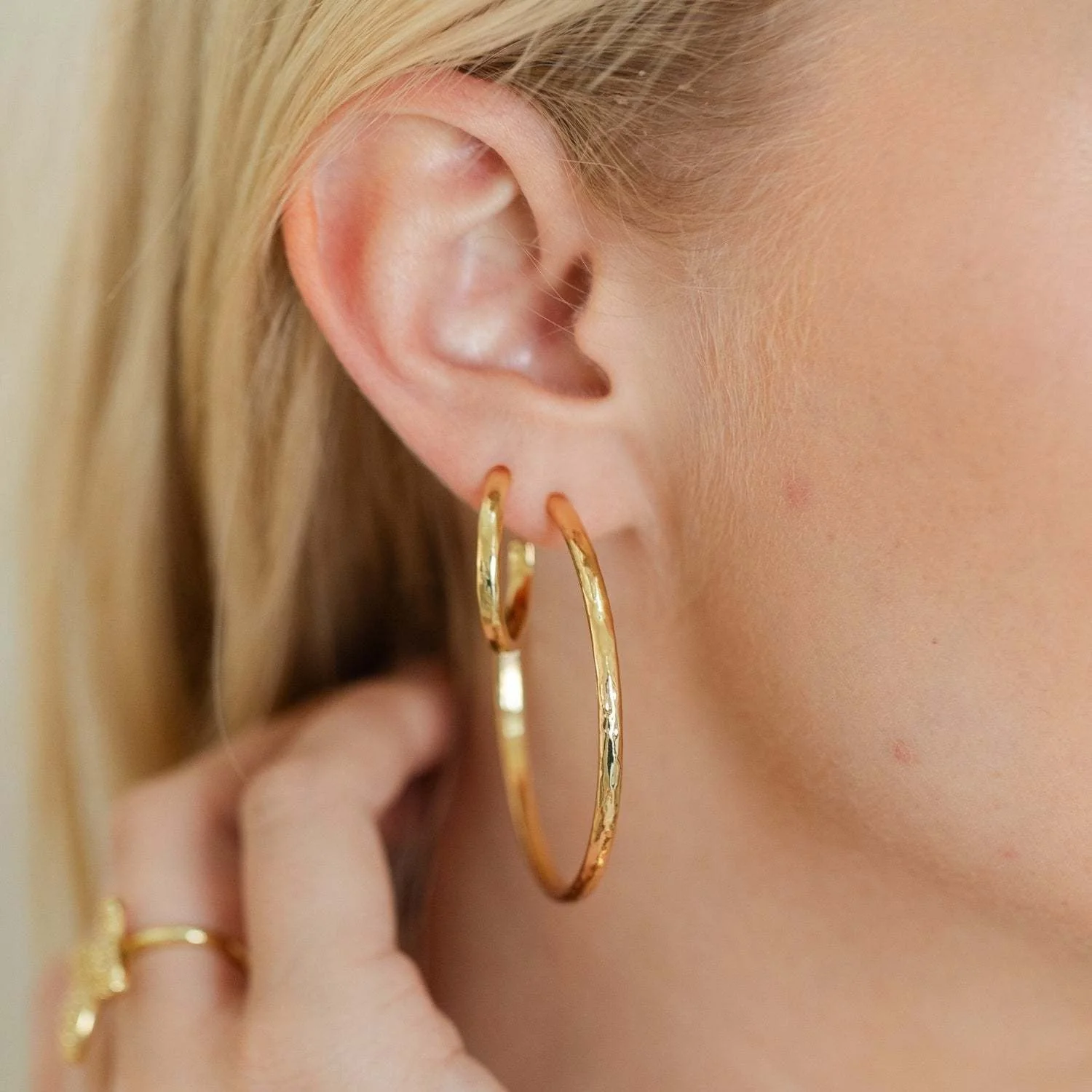 Lightly Textured Large Delicate Hoops - Image 2