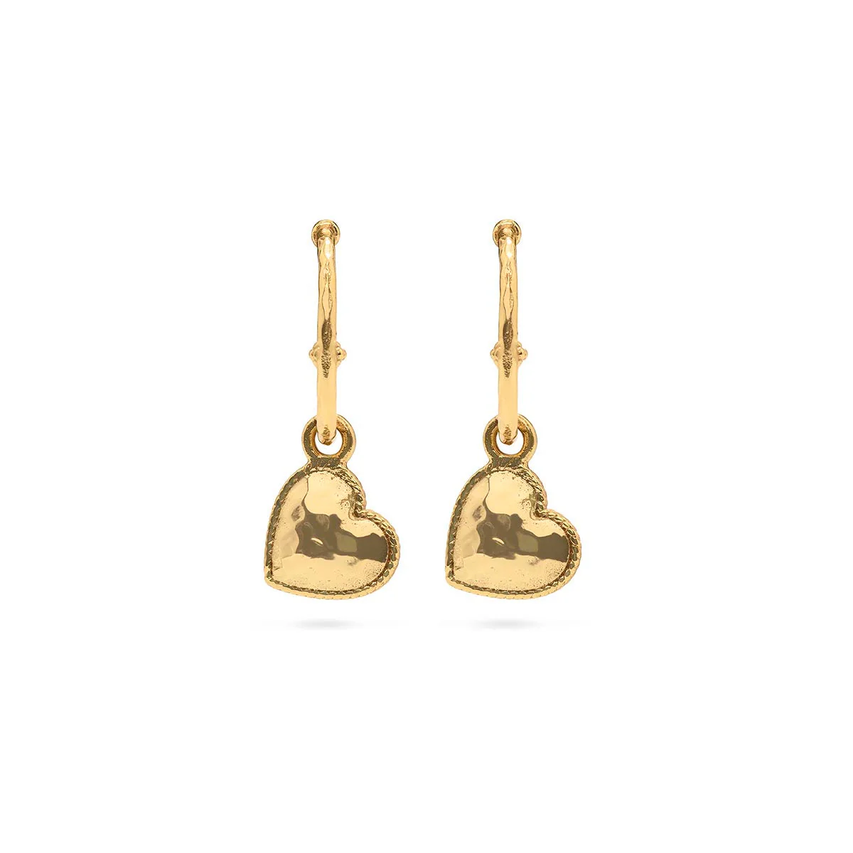 Love Hoop Earrings with Heart Charm - Gold - Image 2