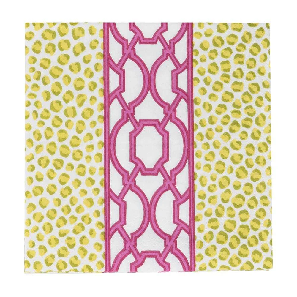 Luncheon Napkins Knots And Spots Green & Fuchsia - Image 2
