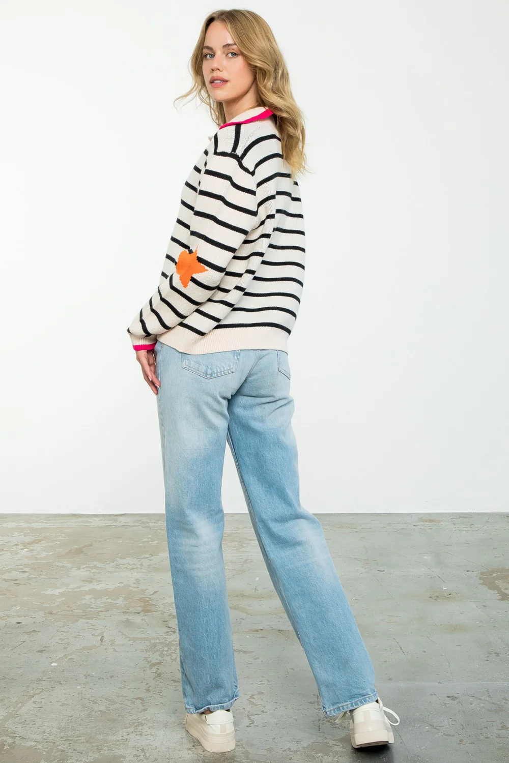 Lydia Collared Striped Knit Sweater - Image 5