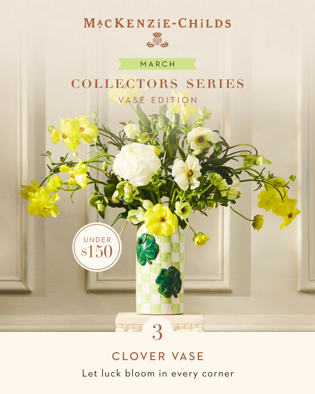 Mackenzie Childs Collector Series Clover Vase