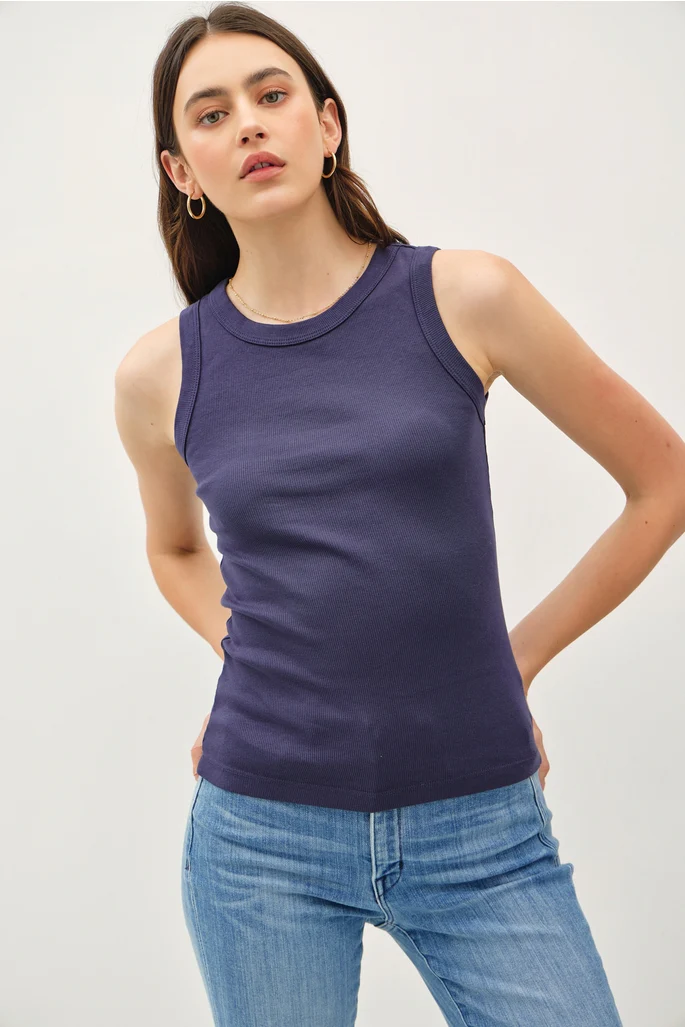 Maddison Basic Cotton Garment Dyed Round Neck Tank Top - Image 16