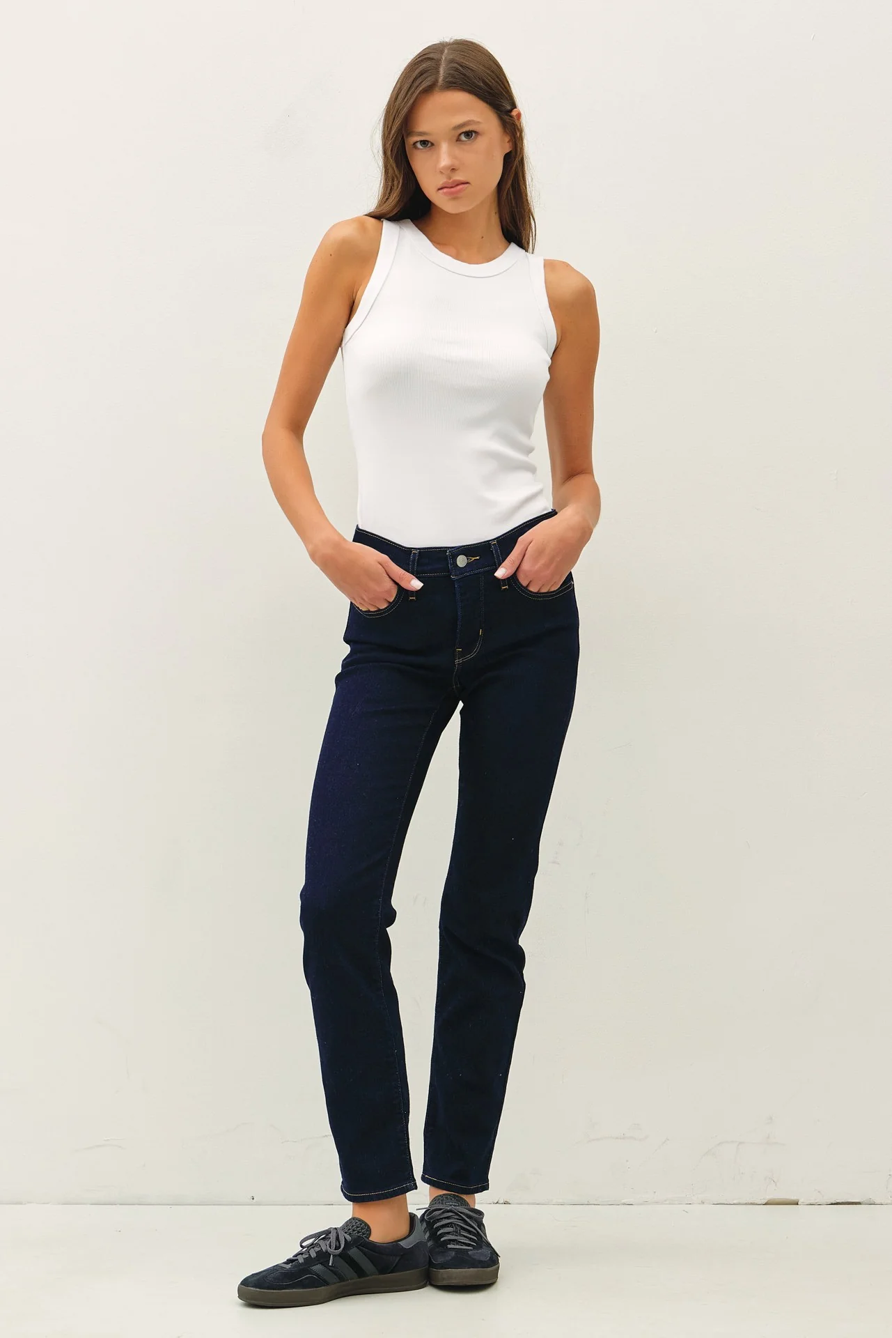 Maddison Basic Cotton Garment Dyed Round Neck Tank Top - Image 21