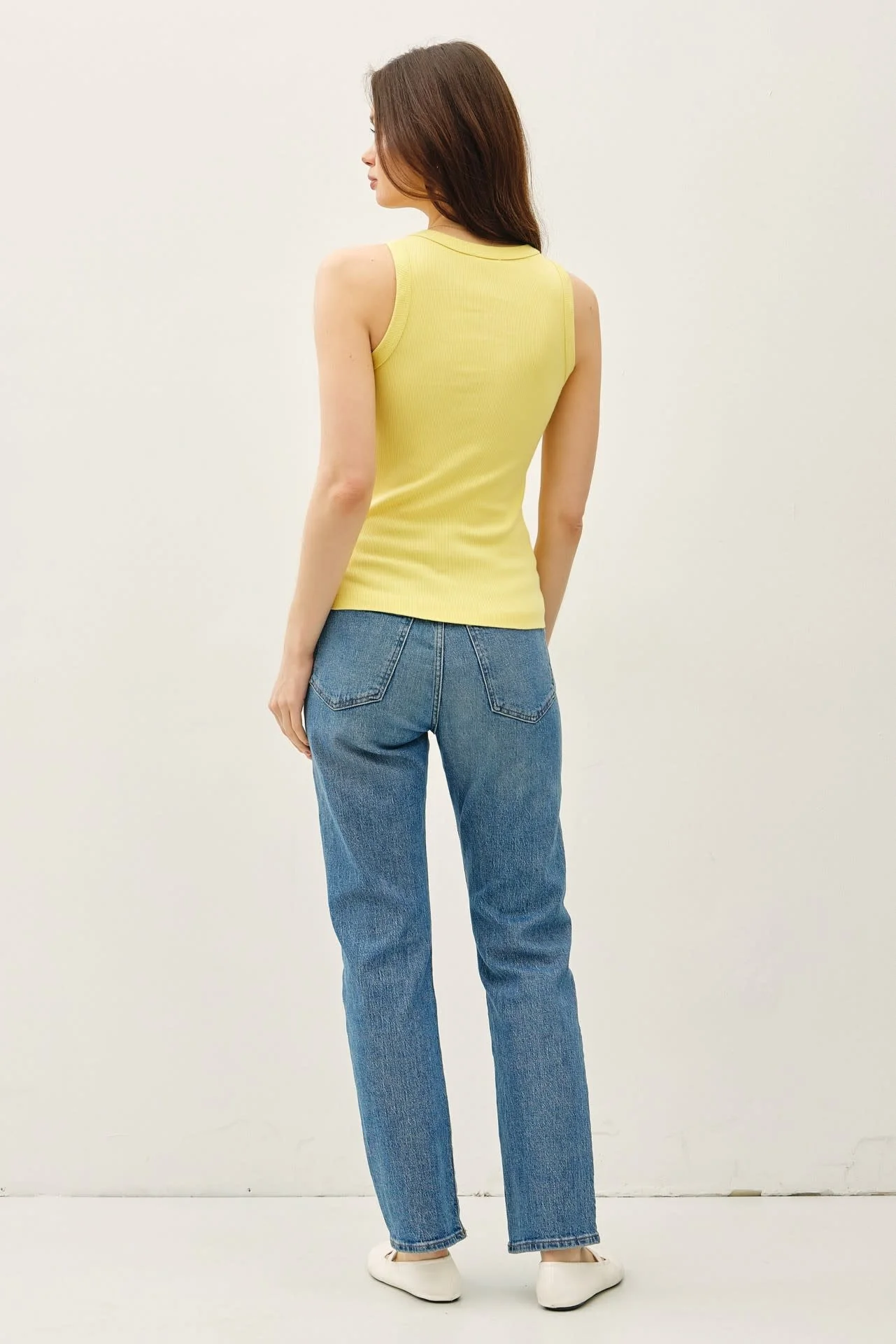 Maddison Basic Cotton Garment Dyed Round Neck Tank Top - Image 3