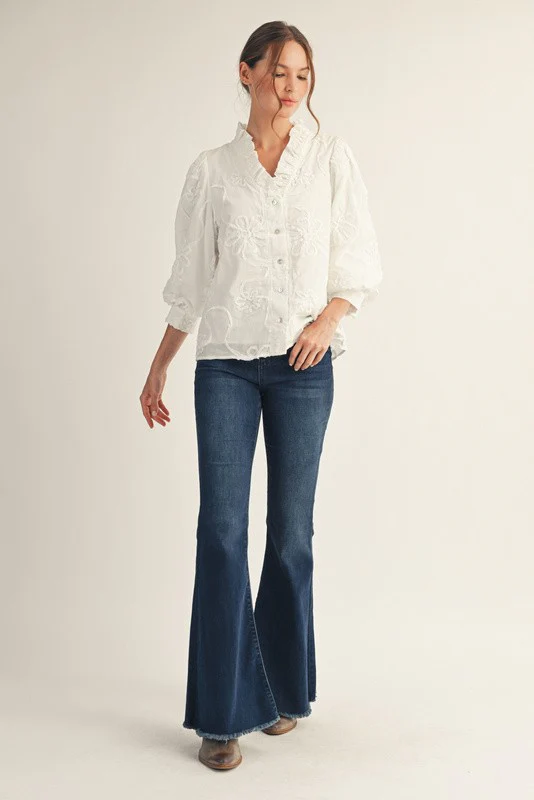 Madeline Button Down 3d Floral Top - Image 12