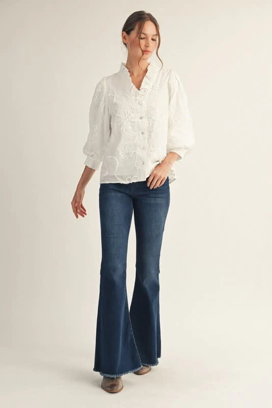Madeline Button Down 3d Floral Top - Image 6