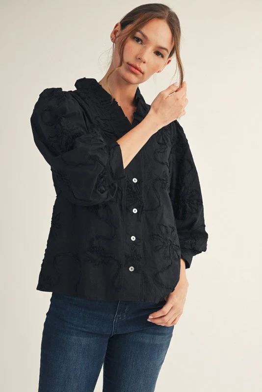 Madeline Button Down 3d Floral Top - Image 8