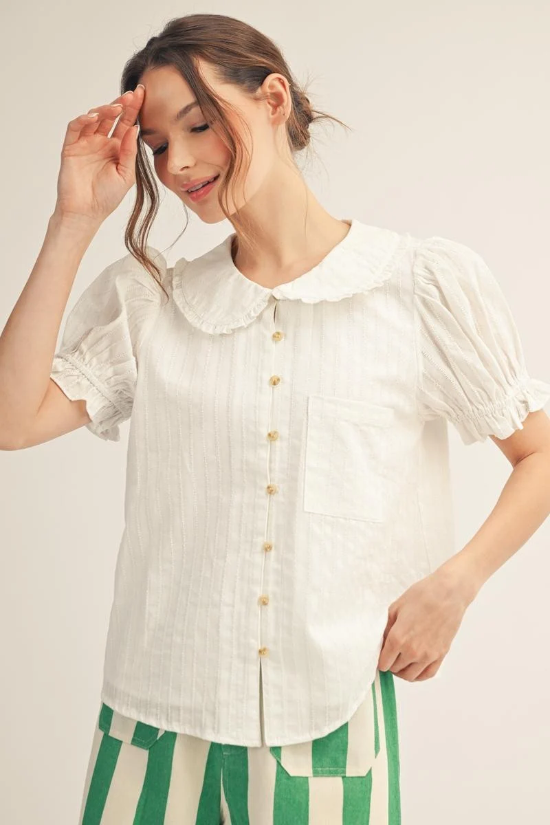 Madeline Peter Pan Collared Button Down Lovely Top