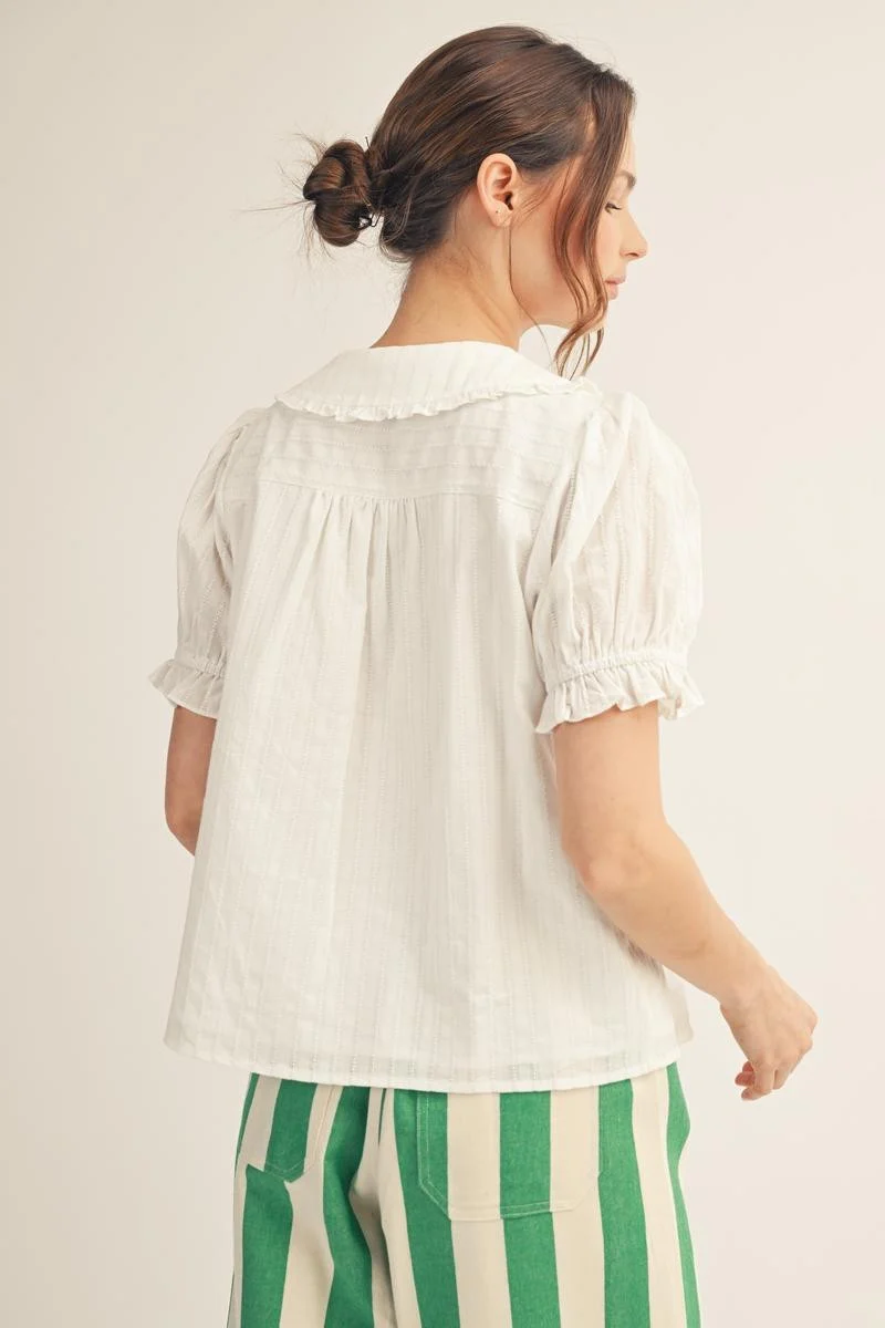 Madeline Peter Pan Collared Button Down Lovely Top - Image 2