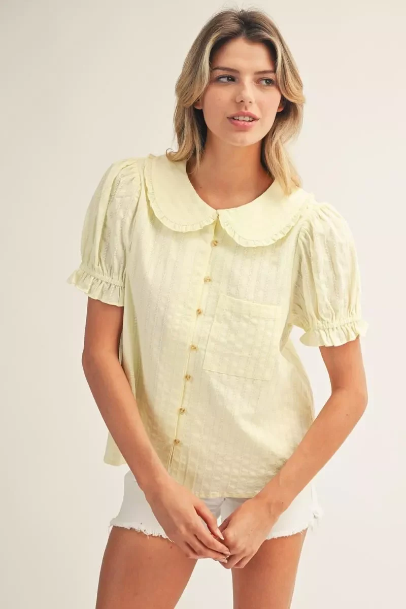 Madeline Peter Pan Collared Button Down Lovely Top - Image 7
