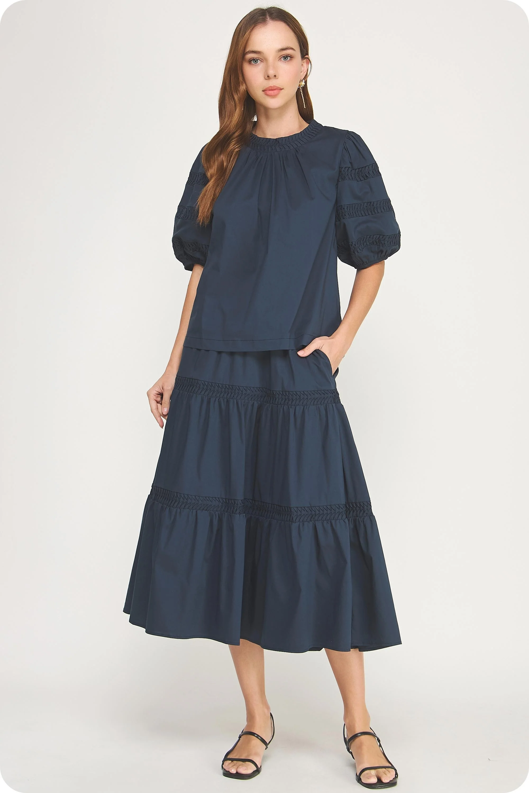 Madeline Reverse Pintuck Tiered Midi Skirt - Image 8