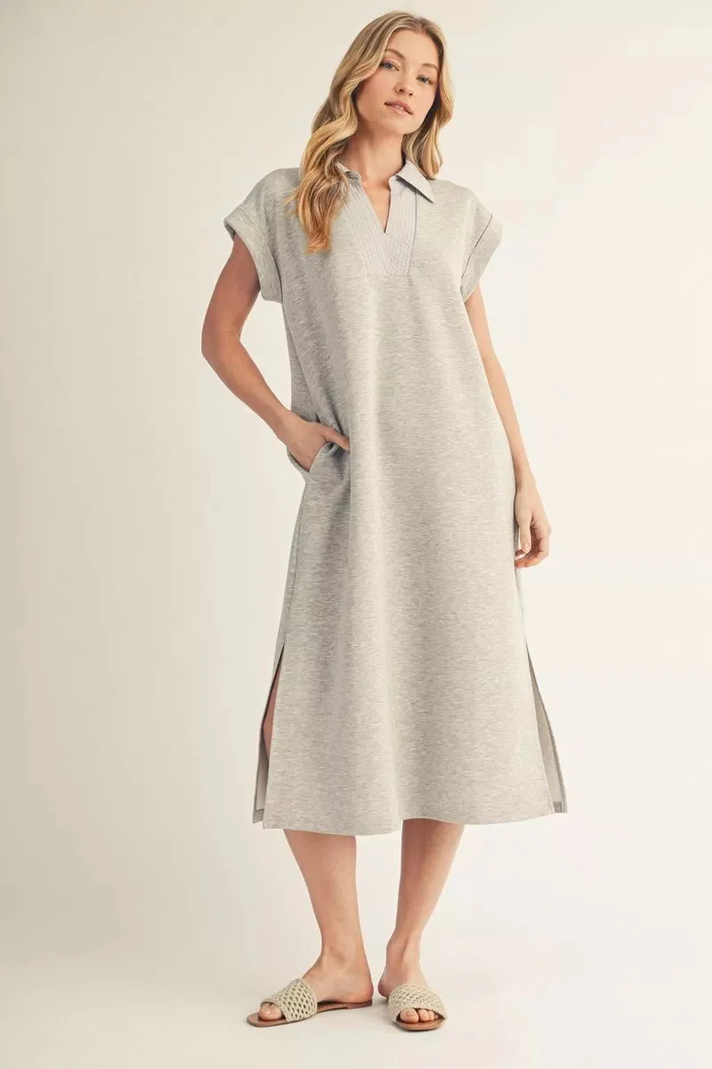 Madelyn Short Drop Shoulder Solid Midi Dress