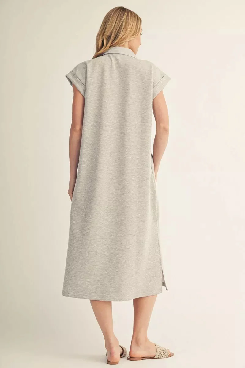 Madelyn Short Drop Shoulder Solid Midi Dress - Image 3