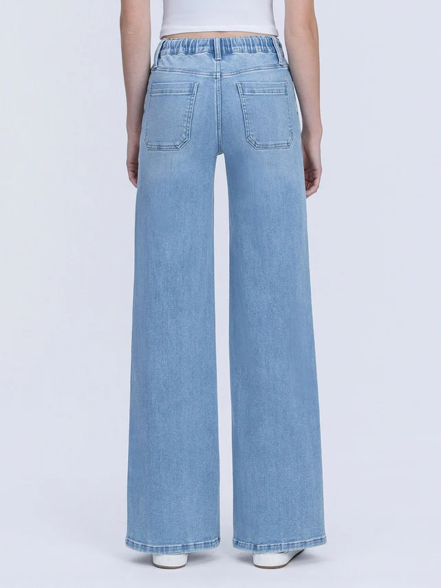 Maggie High Rise Elastic Waistband with Drawstring Wide Leg Jeans - Image 4