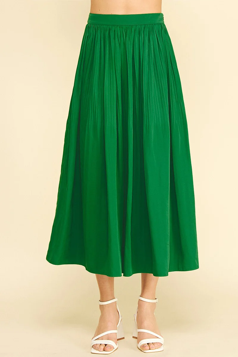 Maggy Pleated A-line Midi Skirt