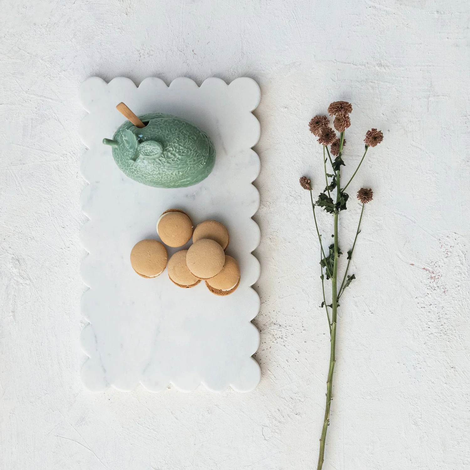 Marble Cheese/Cutting Board w/ Scalloped Edge - White - Image 2