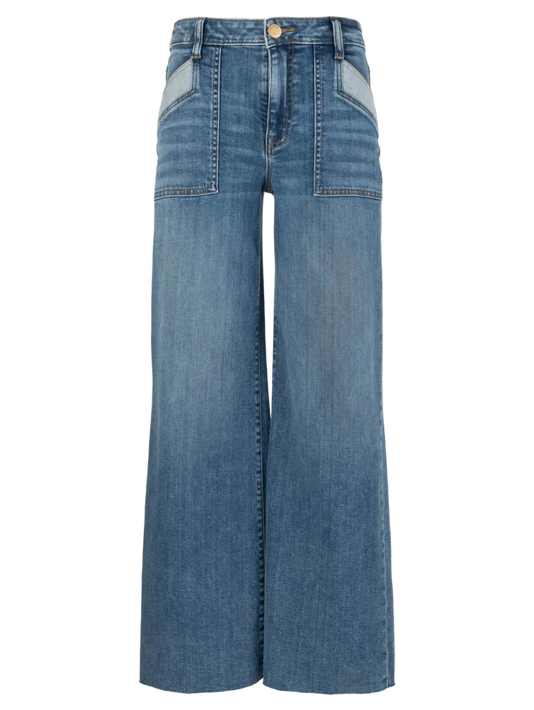 Maya High Rise Porkshop Frt Pkts Wide Leg Raw Hem - Image 4