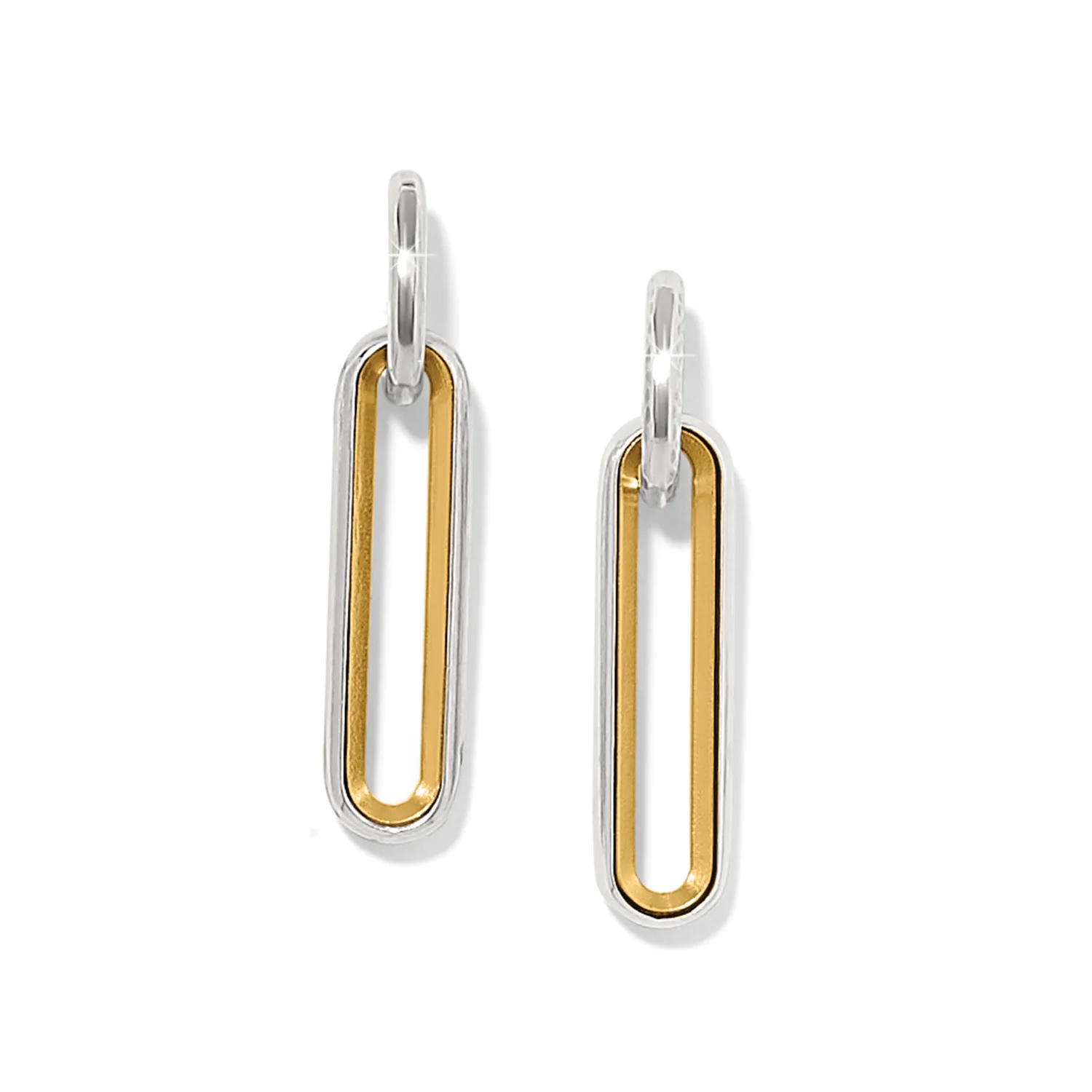 Medici Two Tone Long Post Drop Earrings