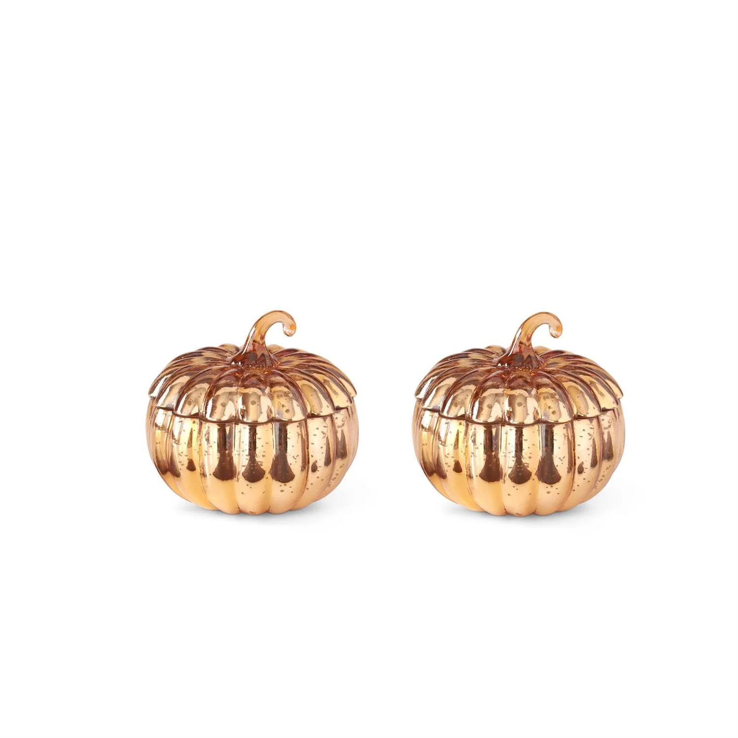 Medium Orange Mercury Glass Pumpkin Poured Candle - Sold Individually