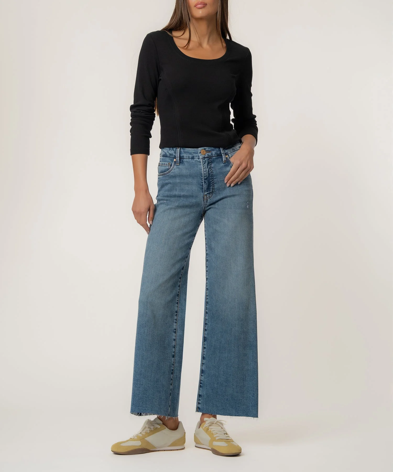 Meg High Rise Fab Ab Wide Leg Raw Hem - Image 11
